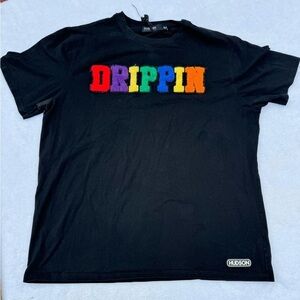 Hudson Outerwear varsity shirt sleeve DRIPPIN shirt men’s 2X black rainbow words